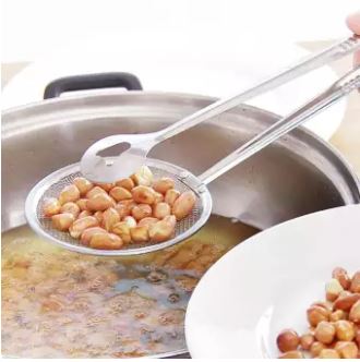 Frying Mesh Colander Quick Strain Stainless Steel Tong Colander