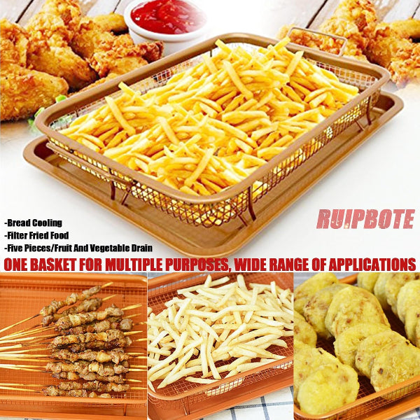Non-Stick Baking Tray Grill Mesh Air Frying Roast Pan for Healthy Cooking
