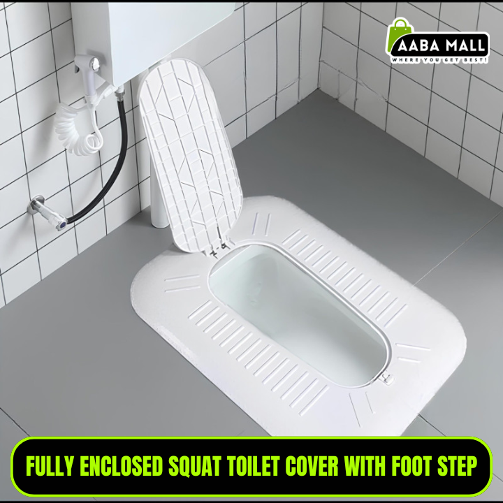 squat toilet cover, enclosed toilet cover, odor proof toilet cover, bathroom hygiene cover, squat toilet step cover, anti odor squat pan cover, sanitary toilet cover, bathroom accessories