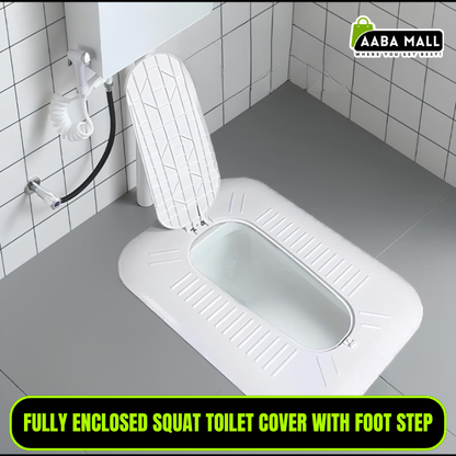 squat toilet cover, enclosed toilet cover, odor proof toilet cover, bathroom hygiene cover, squat toilet step cover, anti odor squat pan cover, sanitary toilet cover, bathroom accessories