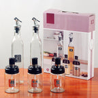 Kitchen seasoning organizer set with oil and vinegar bottles