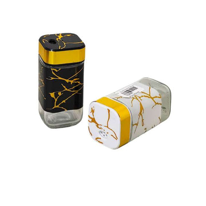 Glass Marble Salt & Pepper Shaker Set | Flip‑Lid Freshness Seal | Elegant Kitchen Table Seasoning Shakers