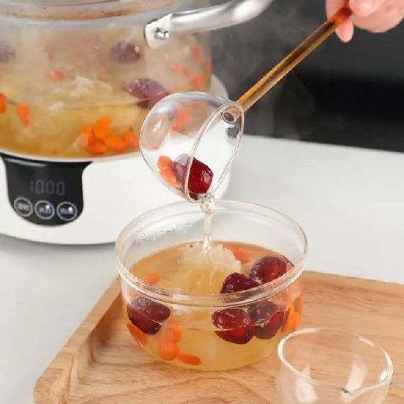 Heat-resistant glass soup and sauce spoon