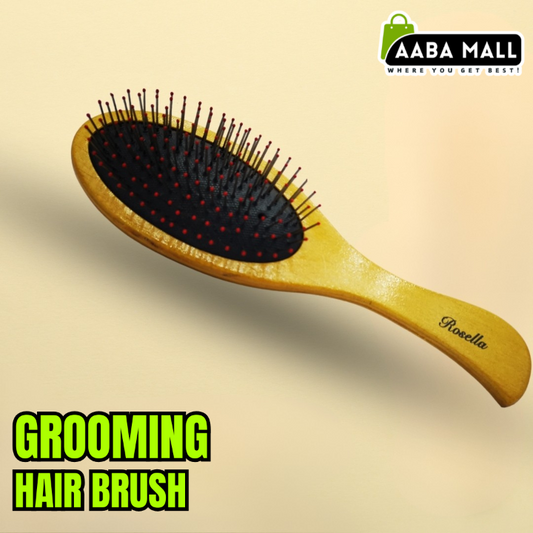 Grooming Wooden Hair Brush | Large Paddle Brush with Soft, Anti-Frizz Bristles