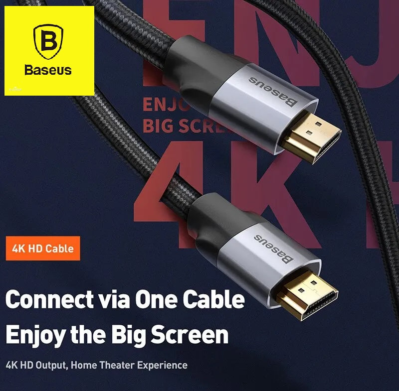 Baseus 4KHD 60HZ HDMI Cable Enjoyment Series 4KHD 60HZ Male To 4KHD Male Adapter Nylon braided wire Cable 2 METER - AABA MALL