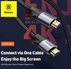 Baseus 4KHD 60HZ HDMI Cable Enjoyment Series 4KHD 60HZ Male To 4KHD Male Adapter Nylon braided wire Cable 2 METER - AABA MALL