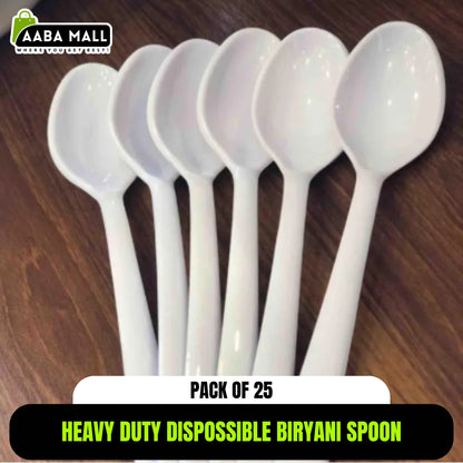 25 PCS Heavy-Duty Disposable Biryani Spoons | 10ml Food Grade Plastic Table Spoon