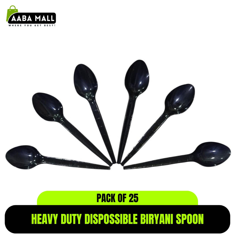25 PCS Heavy-Duty Disposable Biryani Spoons | 10ml Food Grade Plastic Table Spoon - AABA MALL