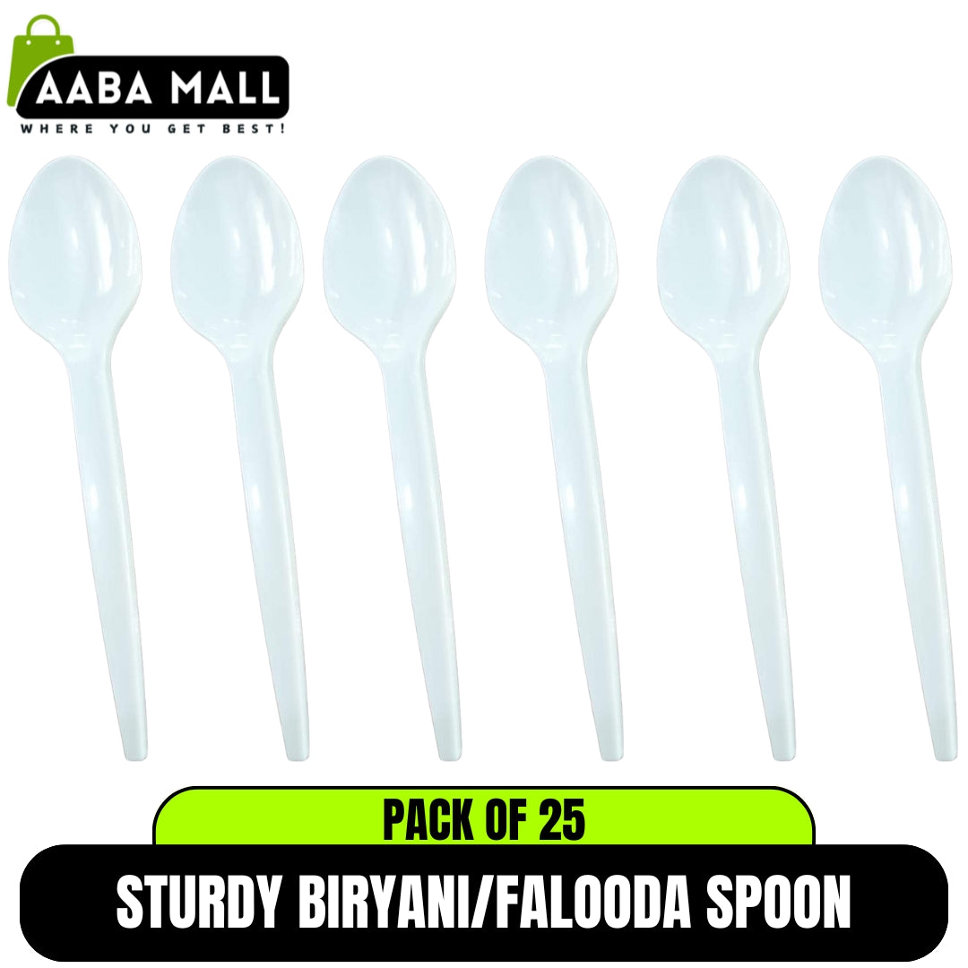 25 PCS Heavy-Duty Disposable Biryani Spoons | 10ml Food Grade Plastic Table Spoon