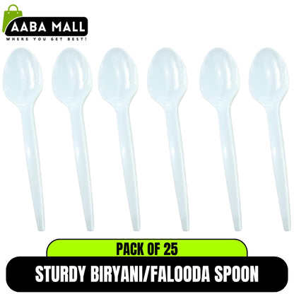 25 PCS Heavy-Duty Disposable Biryani Spoons | 10ml Food Grade Plastic Table Spoon