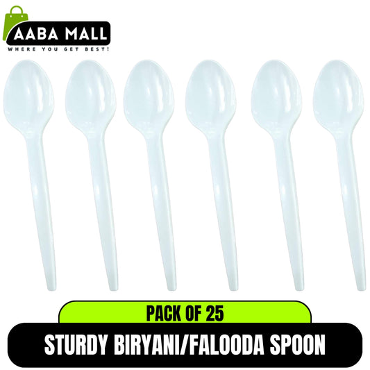 25 PCS Heavy-Duty Disposable Biryani Spoons | 10ml Food Grade Plastic Table Spoon
