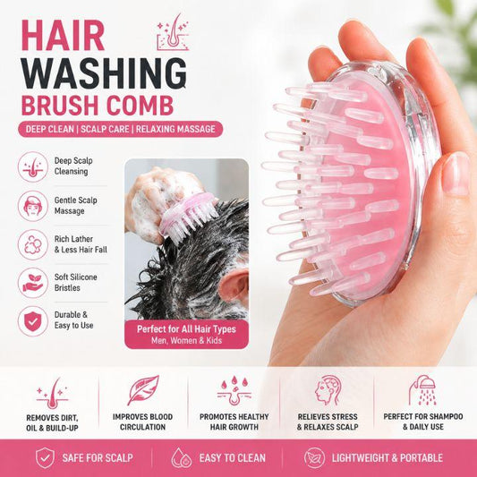 Hair Washing Brush Comb – Silicone Scalp Massager Shower Brush