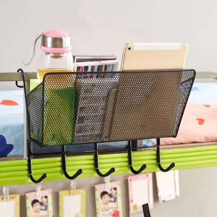 Hanging Basket Storage Rack Bedroom Bed Shelf | Bedside Organizer Basket for Books, Phones, Remote & Essentials