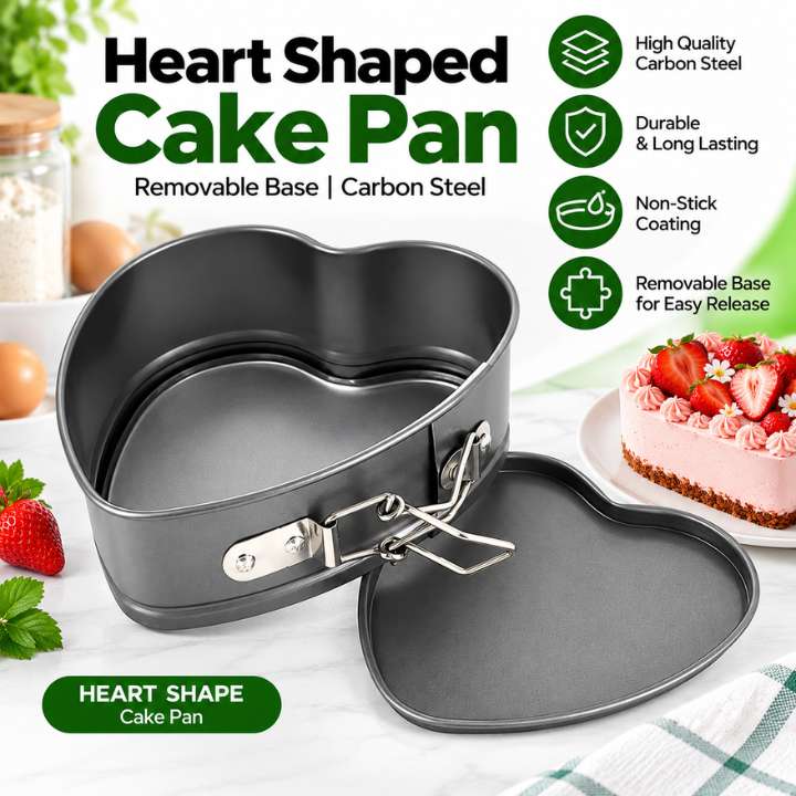 Heart & Round Shaped Cake Pan – Removable Base Carbon Steel Baking Tray for Home Baking Tools & Supplies