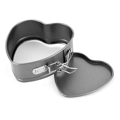 Heart & Round Shaped Cake Pan – Removable Base Carbon Steel Baking Tray for Home Baking Tools & Supplies