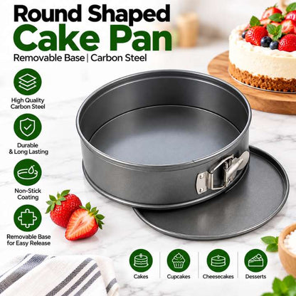 Heart & Round Shaped Cake Pan – Removable Base Carbon Steel Baking Tray for Home Baking Tools & Supplies