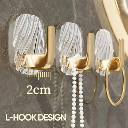 Heavy-Duty Self-Adhesive Golden Hooks ? Strong Wall Hooks for Home, Kitchen & Bathroom | Holds Up to 2kg