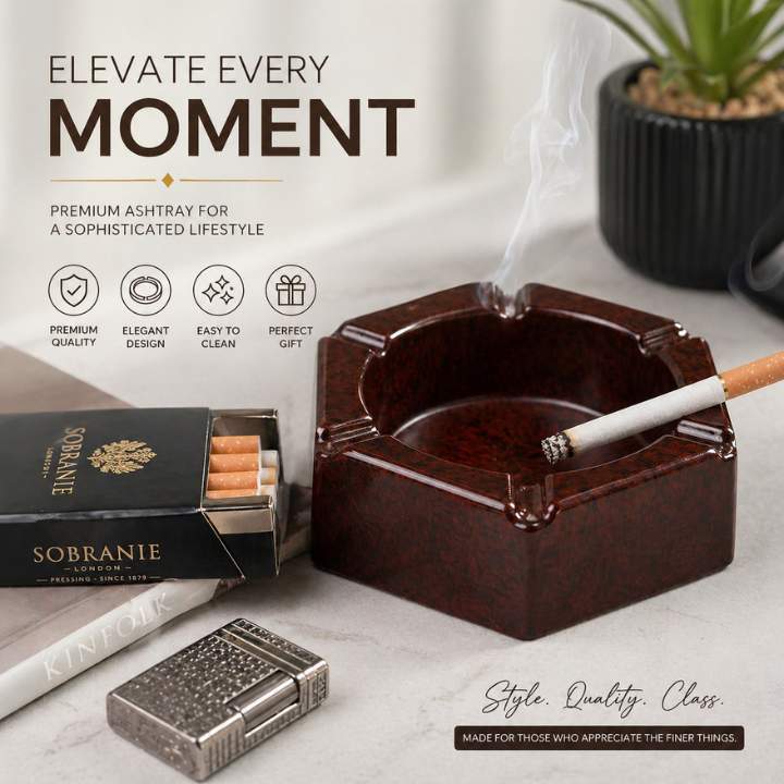 Hexagonal Cigarette Ashtray – Smokeless Indoor & Outdoor Storage Holder