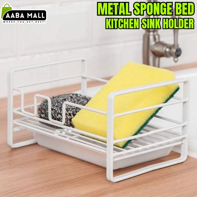 Metal Sponge Bed Kitchen Sink Faucet Sponge Soap Holder, Drain Rack Storage Organizer, Faucet Brush Dishwashing Liquid Drainer,