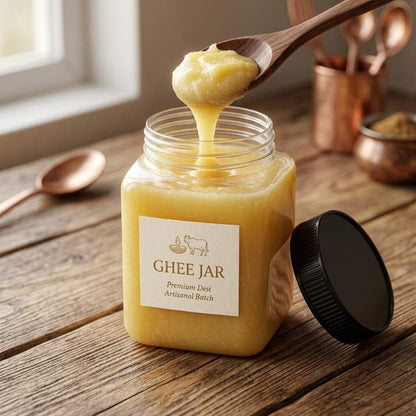 Square Gold Plastic Airtight Jar (500GM) - Best for Desi Ghee & Honey Packagaing
