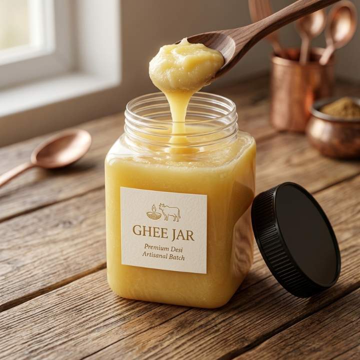 Square Gold Plastic Airtight Jar (500GM) - Best for Desi Ghee & Honey Packagaing
