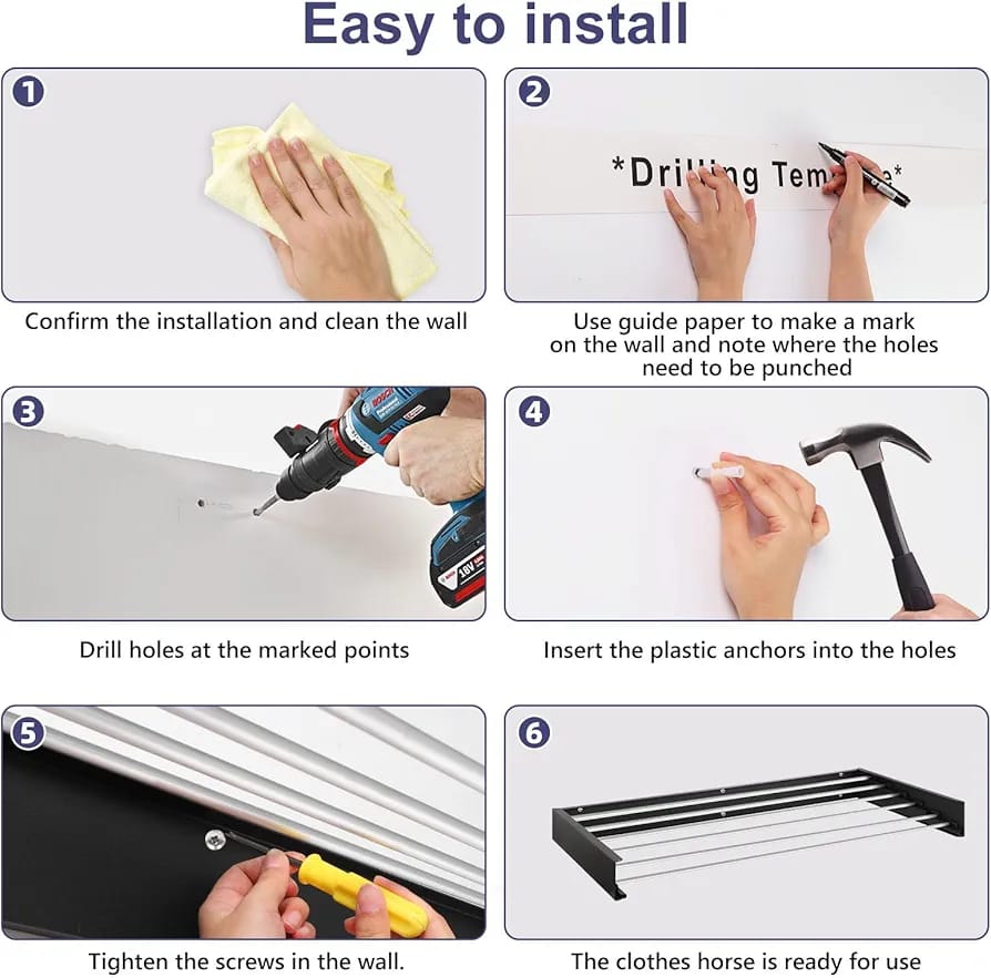 Invisible Wall-Mounted Clothes Drying Rack