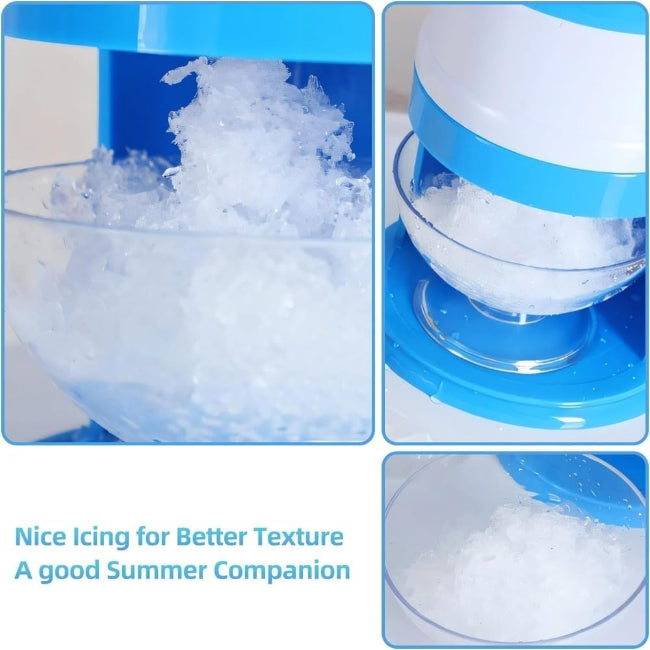 Manual Gola Ganda and Snow Cone Machine, hand-crank ice shaver for slushies, portable summer fun