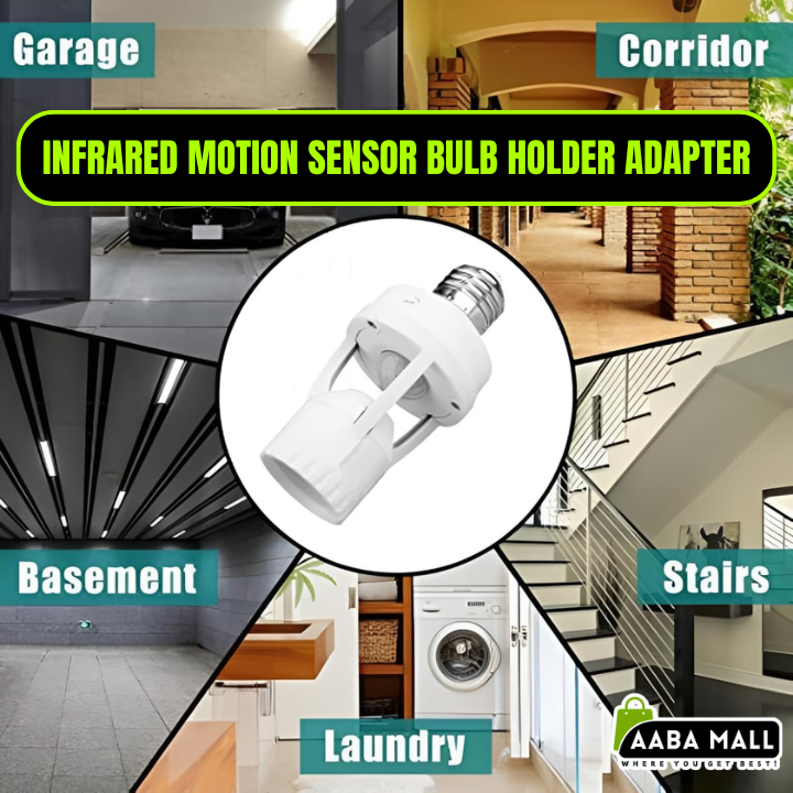 motion sensor bulb holder, infrared light socket, auto control bulb holder, sensor LED holder, hallway night light adapter, basement motion light holder, smart light holder