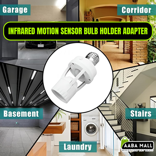 motion sensor bulb holder, infrared light socket, auto control bulb holder, sensor LED holder, hallway night light adapter, basement motion light holder, smart light holder