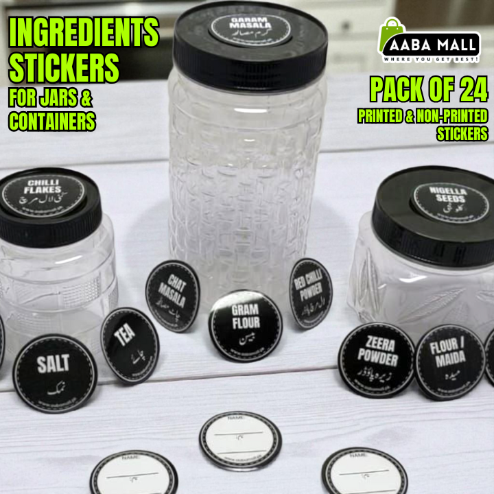 Kitchen Labels, Masala Jar Stickers | Ingredients Stickers for Jars & Containers | Waterproof, Removable & Easy-to-Read Pantry Labels