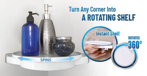 InstaHang Rotating Shelf Organizer - Instant Organizing & Rotating Shelf with Gripology Suction System
