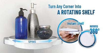 InstaHang Rotating Shelf Organizer - Instant Organizing & Rotating Shelf with Gripology Suction System