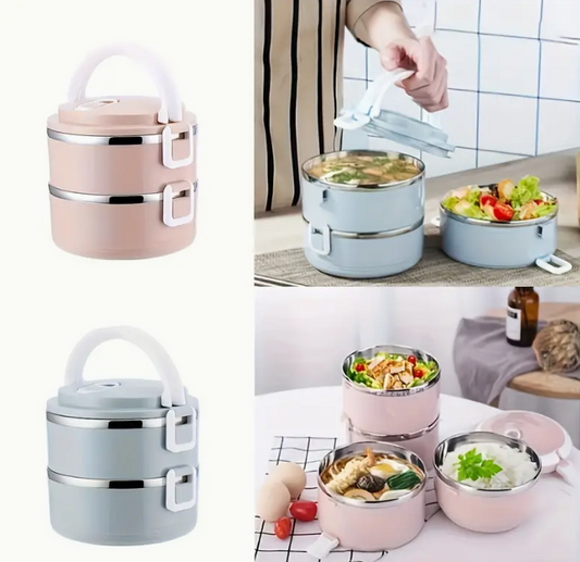 2 Layer Stainless Steel Lunch Box Multi-Layer Food Picnic Office Kids Workers School Portable Thermal Lunchbox (Copy)