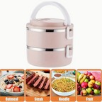 2 Layer Stainless Steel Lunch Box Multi-Layer Food Picnic Office Kids Workers School Portable Thermal Lunchbox - AABA MALL