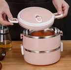 2 Layer Stainless Steel Lunch Box Multi-Layer Food Picnic Office Kids Workers School Portable Thermal Lunchbox - AABA MALL