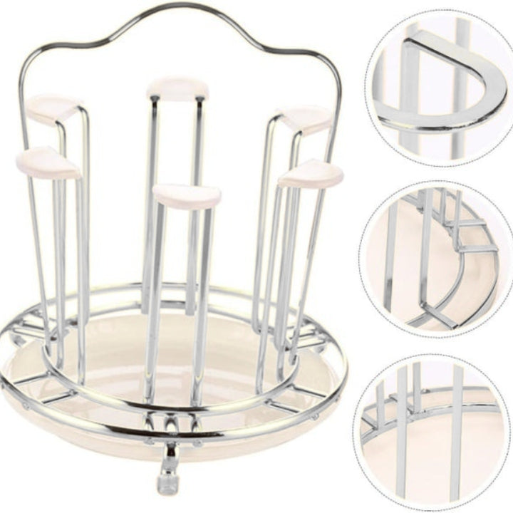 Metal Glass Stand Round Holder – Tea & Coffee Cup Organizer for Living Room, Kitchen & Tea Party | Bottle Drying Rack (Copy) - AABA MALL