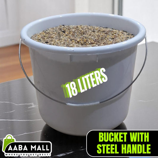 Plastic Bucket With Steel Handle 18L - White Bucket