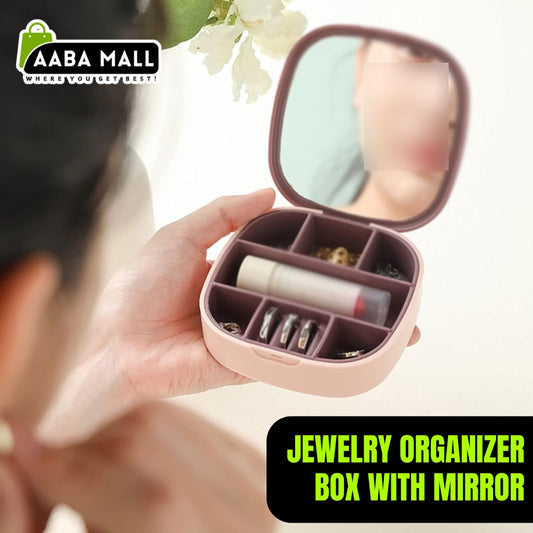 Jewelry Organizer Box with mirror - Portable Jewelry Box