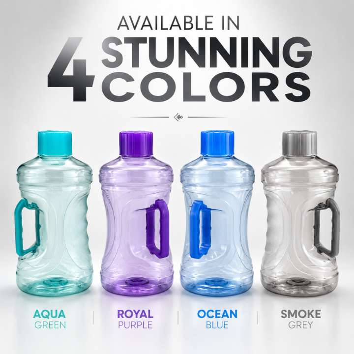 Jumbo Water Bottle - 2 Liter Leakproof Refrigerator Water Bottle | Bubble Textured BPA-Free PET Plastic Fridge Bottle Set 2000ML