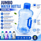Jumbo Water Bottle - 2 Liter Leakproof Refrigerator Water Bottle | Bubble Textured BPA-Free PET Plastic Fridge Bottle Set 2000ML