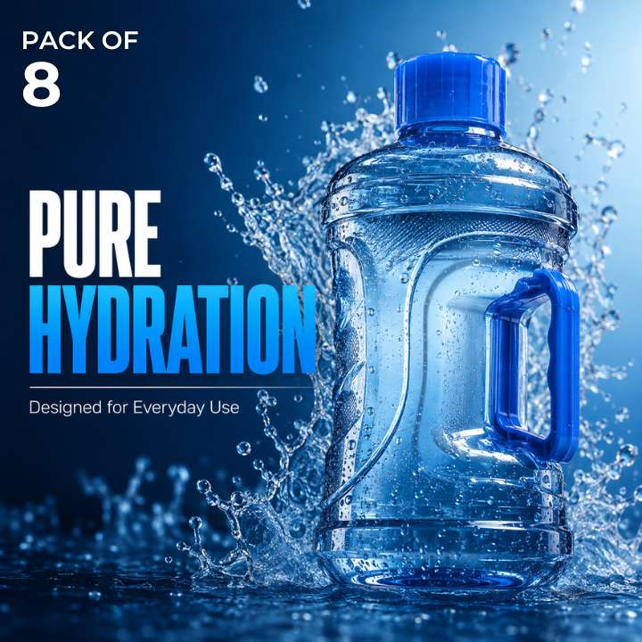 Jumbo Water Bottle - 2 Liter Leakproof Refrigerator Water Bottle | Bubble Textured BPA-Free PET Plastic Fridge Bottle Set 2000ML