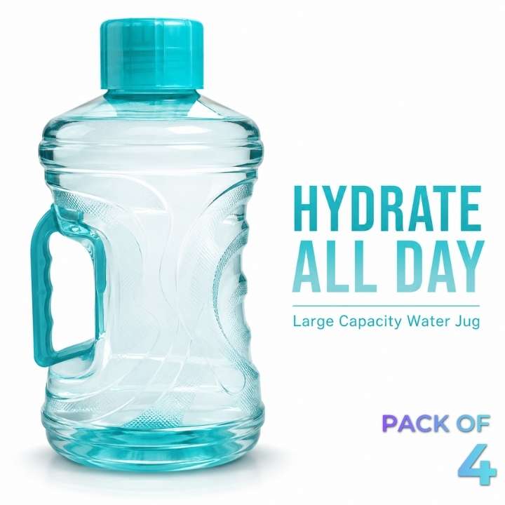 Jumbo Water Bottle - 2 Liter Leakproof Refrigerator Water Bottle | Bubble Textured BPA-Free PET Plastic Fridge Bottle Set 2000ML