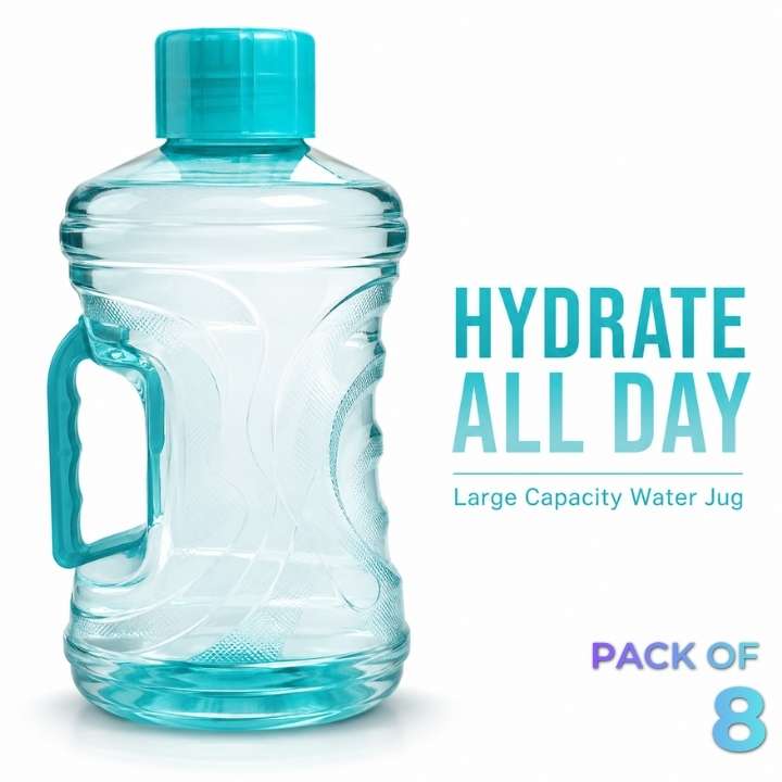 Jumbo Water Bottle - 2 Liter Leakproof Refrigerator Water Bottle | Bubble Textured BPA-Free PET Plastic Fridge Bottle Set 2000ML