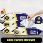 2Pkts Of 40 Pcs Extra Large Kitchen Cleaning Wipes | Thick & Durable Wipes for Tough Grease and Stubborn Dirt