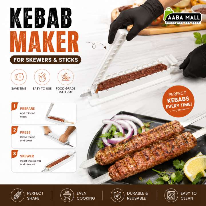 Kabab Maker for Skewers and Sticks | Manual Kabab Making Tool | Easy BBQ Kabab Maker Machine for Kitchen & Outdoor Grilling