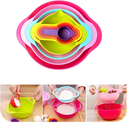 10 Pcs Trendy Style Colorful Mixing Bowls Set With Measuring Cups