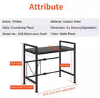 Expandable and Height Adjustable 2-Tier Kitchen Counter Microwave Shelf Organizer with 3 Hooks - AABA MALL