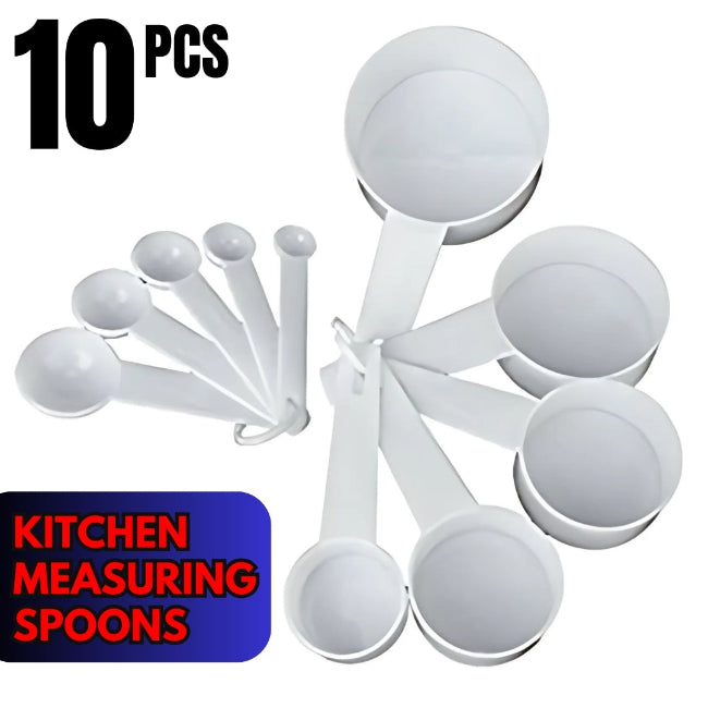 10 piece plastic measuring cups and spoons set, colorful kitchen measuring tools for accurate cooking and baking ingredients