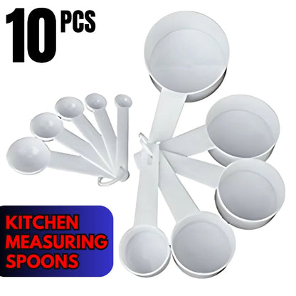 10 piece plastic measuring cups and spoons set, colorful kitchen measuring tools for accurate cooking and baking ingredients
