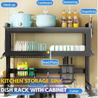 Kitchen Storage Over the Sink Dish Drying Rack With Cabinet - Storage Shelf - AABA MALL